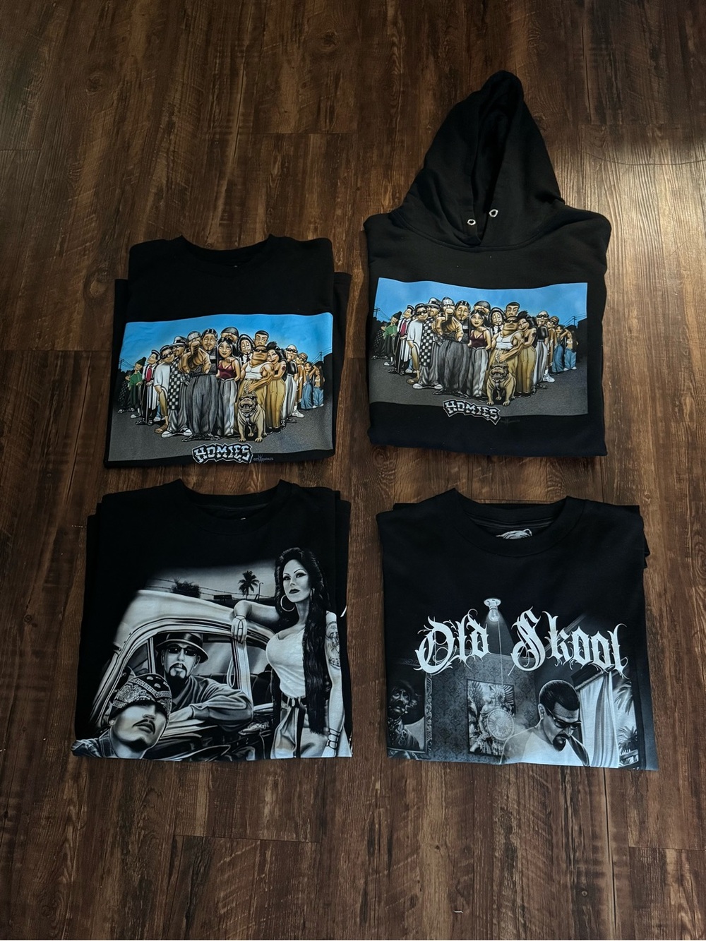 Black Graphic Kids Hoodie & Tee - Homies/Old Skool Style bundle